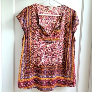 Sale 🔥 Lucky Brand scarf print ethnic peasant top - L